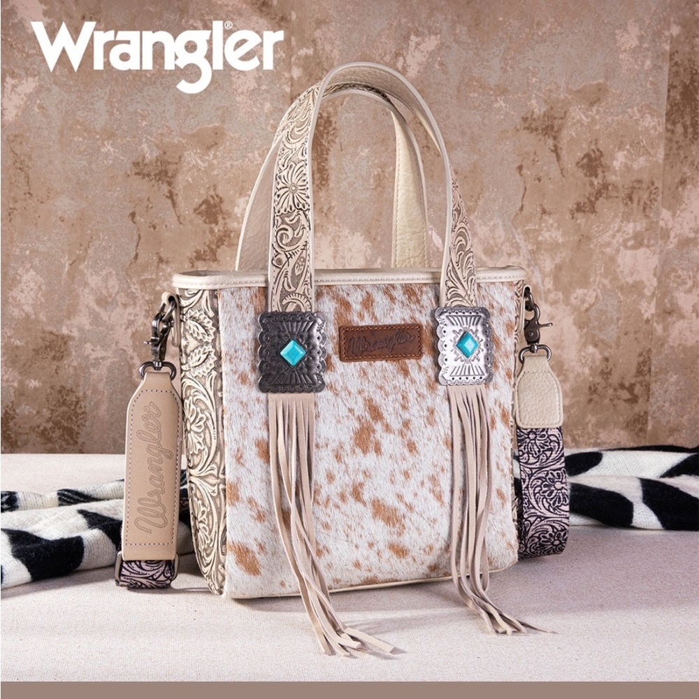 WRANGLER COWHIDE FRINGE CONCEALED CARRY PURSE